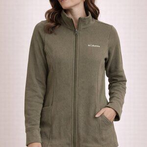 Columbia Grey Cotton Jacket Cottagecore Warm Full Zip Long Sleeve